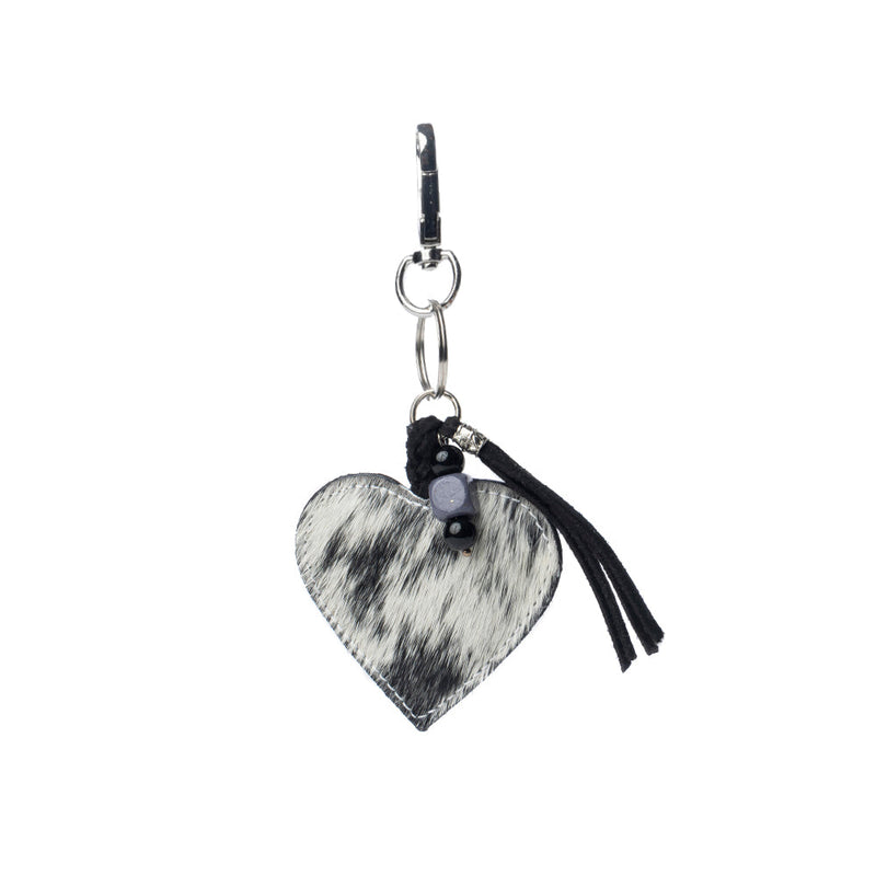 Grateful Heart Bag Charm In Brown and White