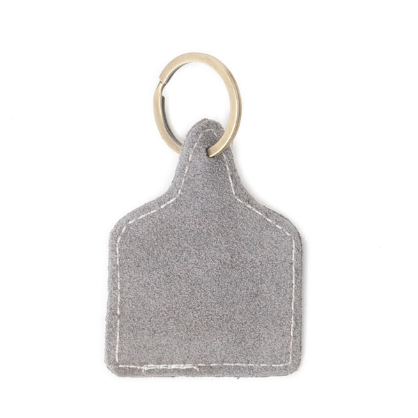Saddle Mark Embroidered Leather Key Fob in Grey - Myra USA