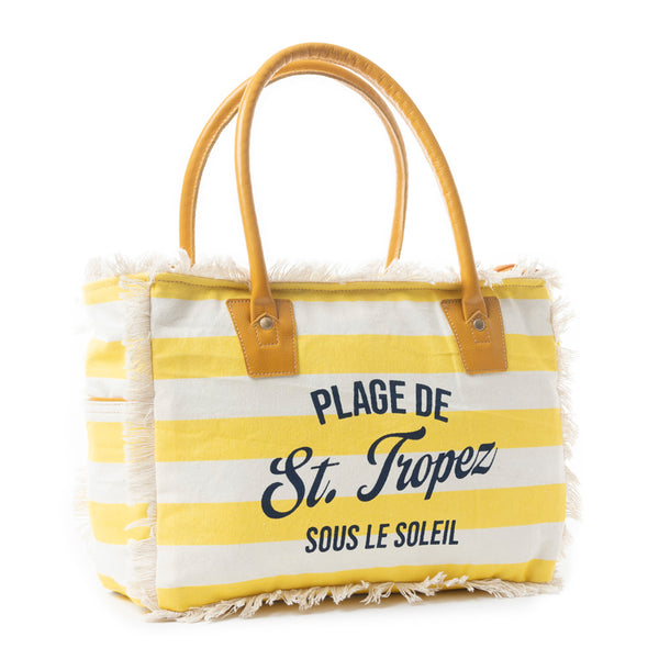 Saint Tropez Tote Bag In Yellow & White - Myra USA