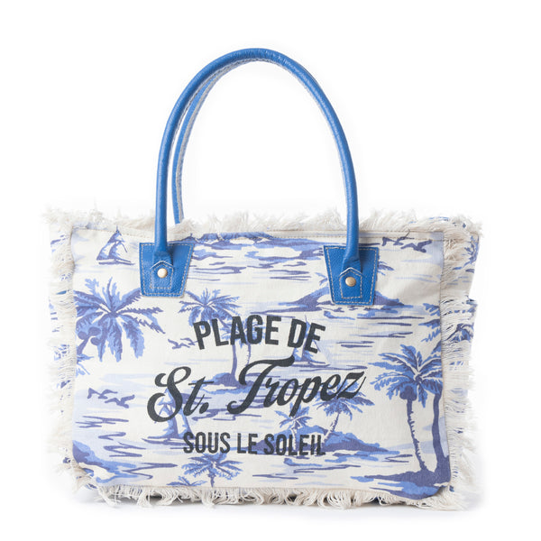 Saint Tropez Tote Bag In Blue & White - Myra USA