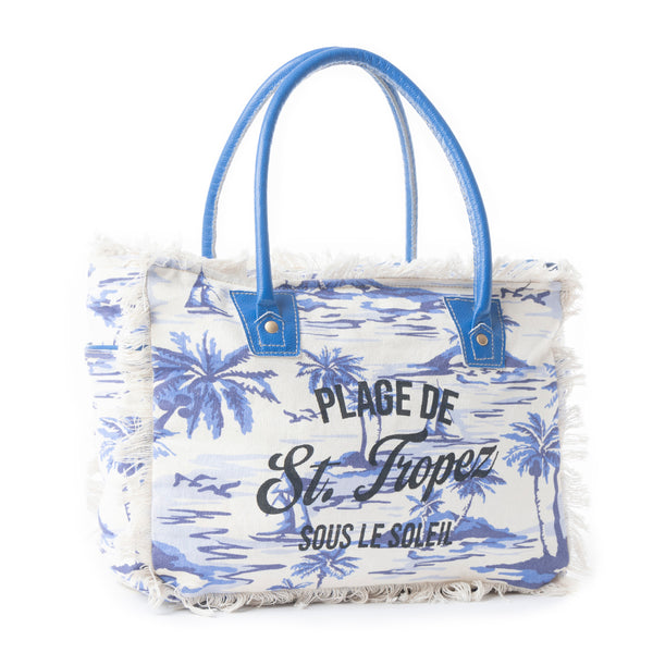 Saint Tropez Tote Bag In Blue & White - Myra USA