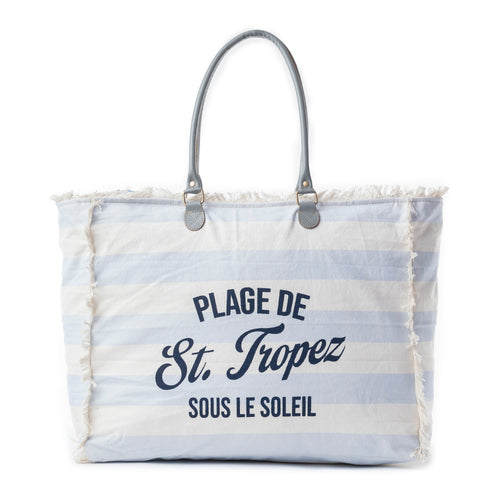 Saint Tropez Weekender Bag In White & Sky Blue - Myra USA