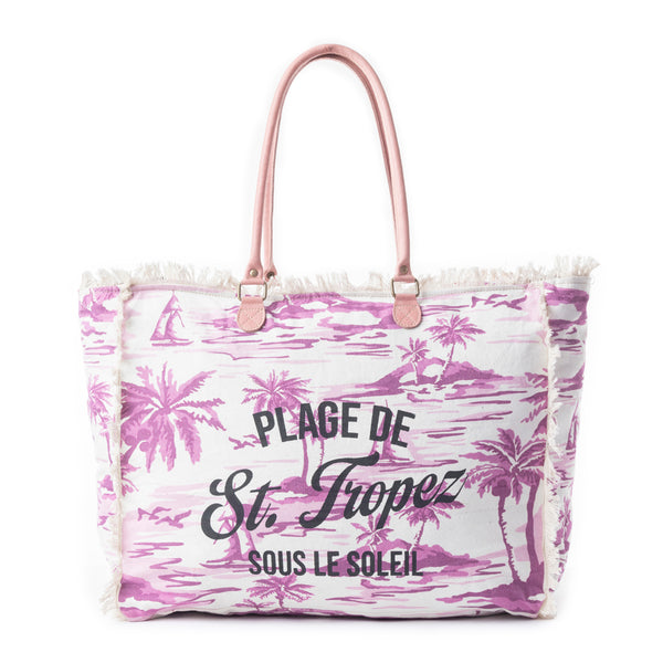 Saint Tropez Weekender Bag In White & Purple - Myra USA