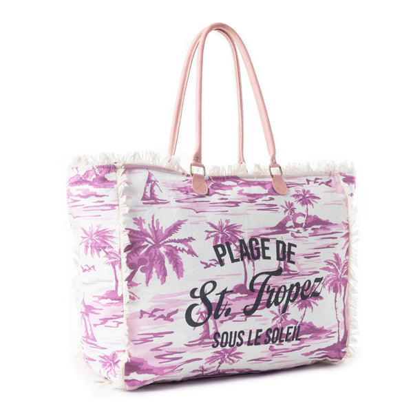 Saint Tropez Weekender Bag In White & Purple - Myra USA