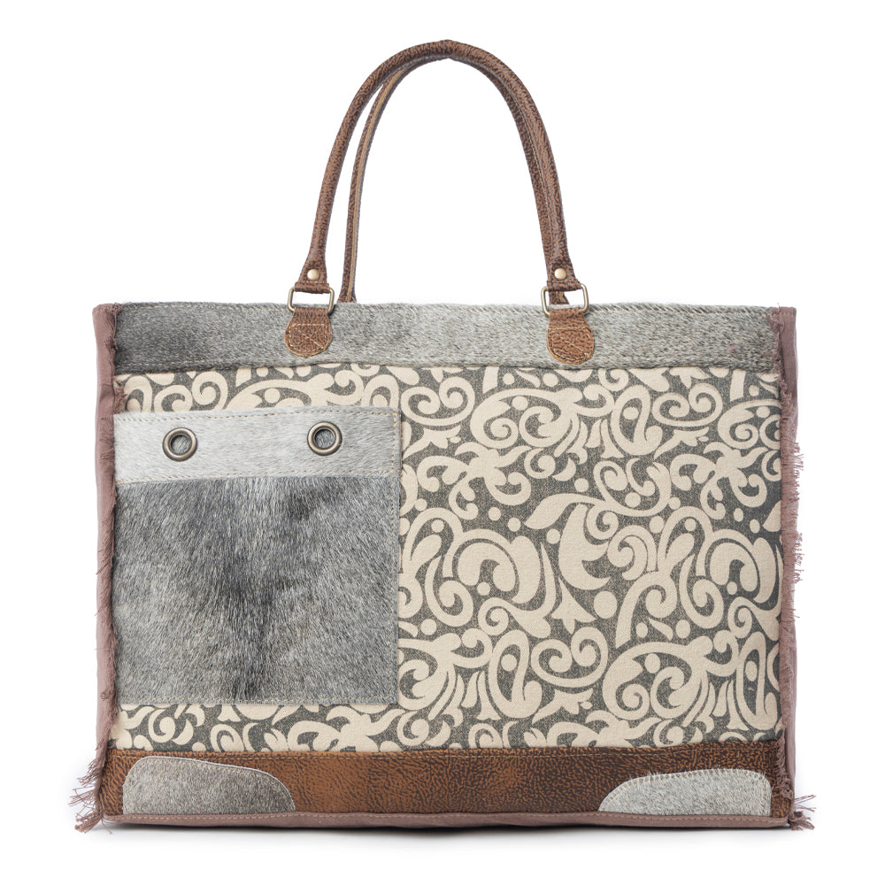 Hide & Floral Print Weekender Bag - Myra USA