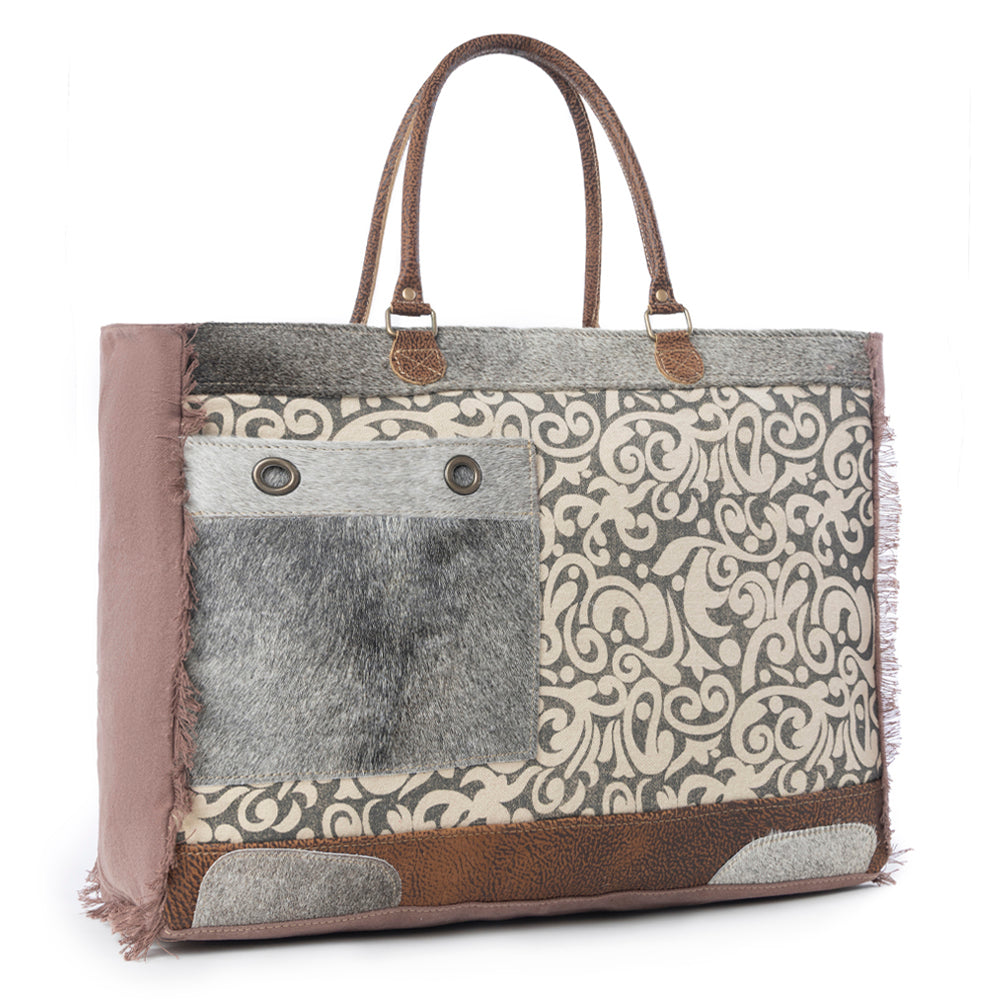 Hide & Floral Print Weekender Bag - Myra USA