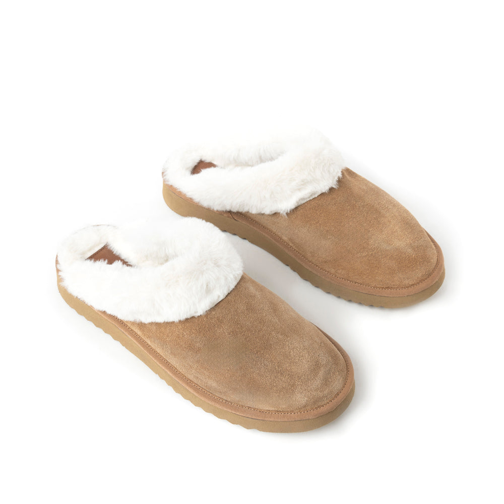 Montana Way House Scuffs In Brown and White - Myra USA