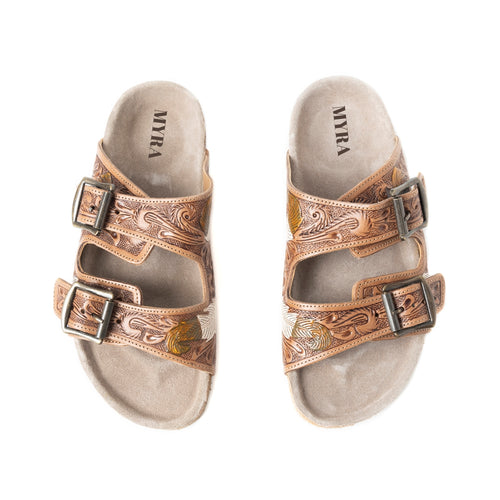 Falling Feather Sandals In Dark Brown - Myra USA