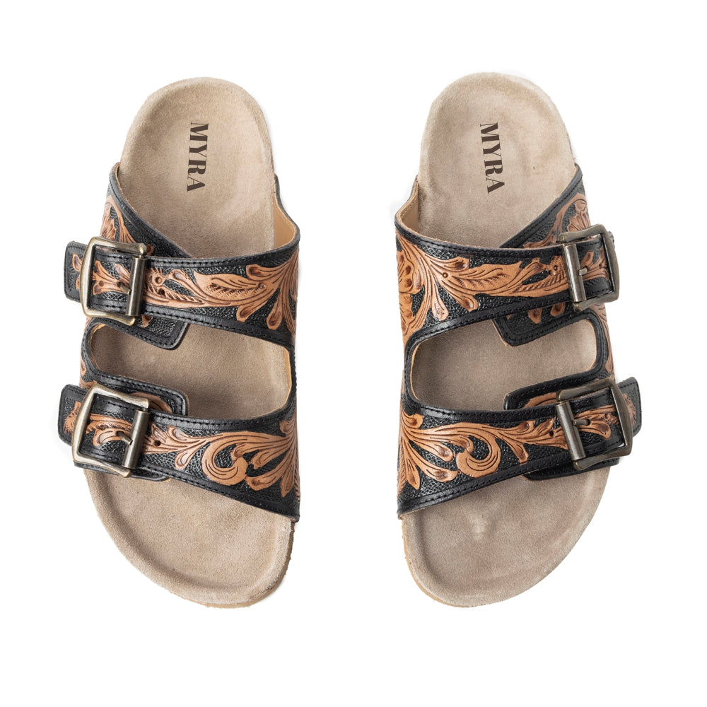 Falling Feather Sandals In Brown and Black - Myra USA