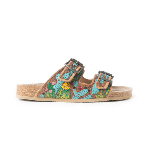 Falling Feather Sandals In Green and Brown - Myra USA