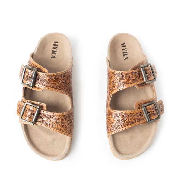Falling Feather Sandals In Brown - Myra USA