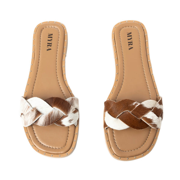 Pearline Sandals In Brown And White - Myra USA
