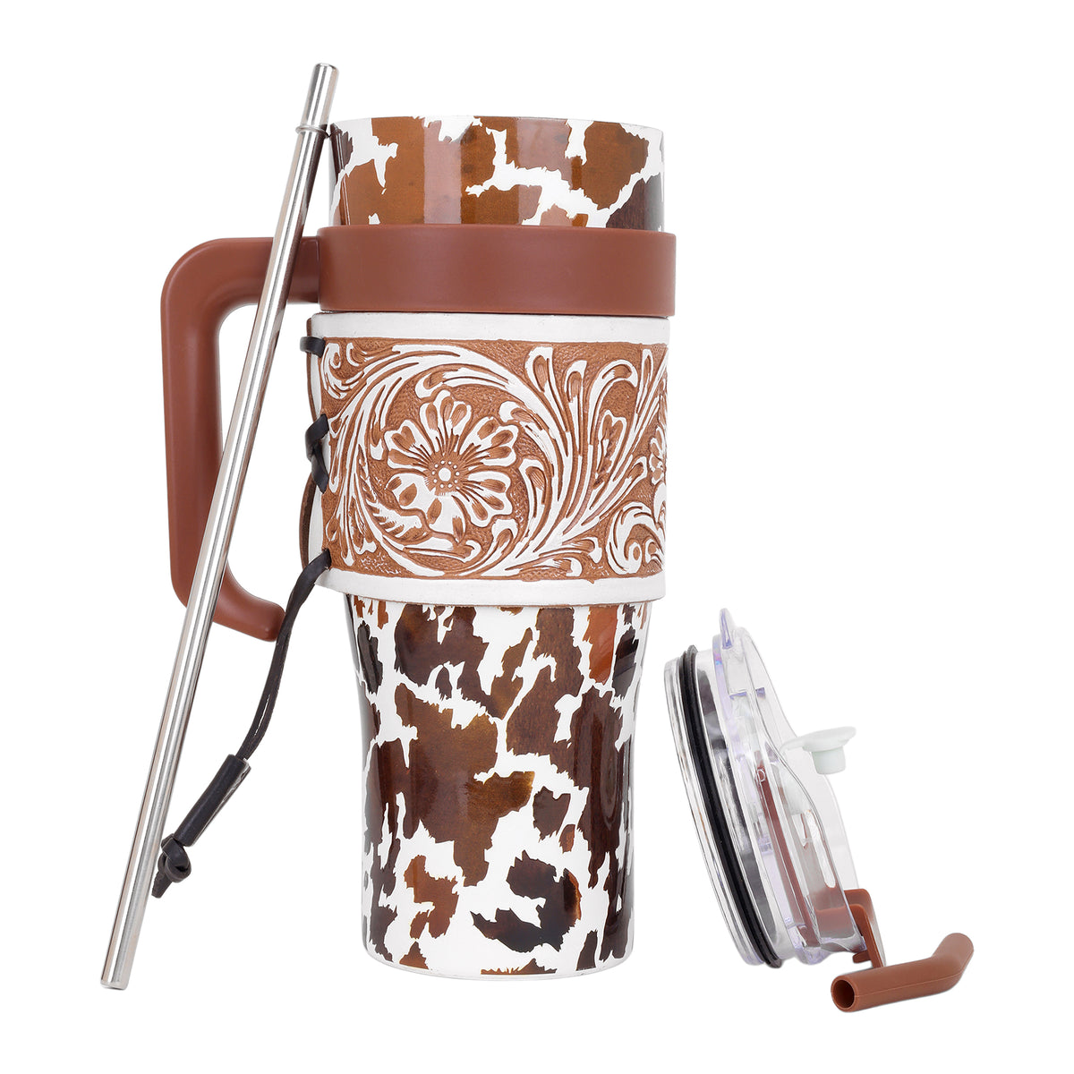 Wide Wyoming Tumbler In Brown and White - Myra USA