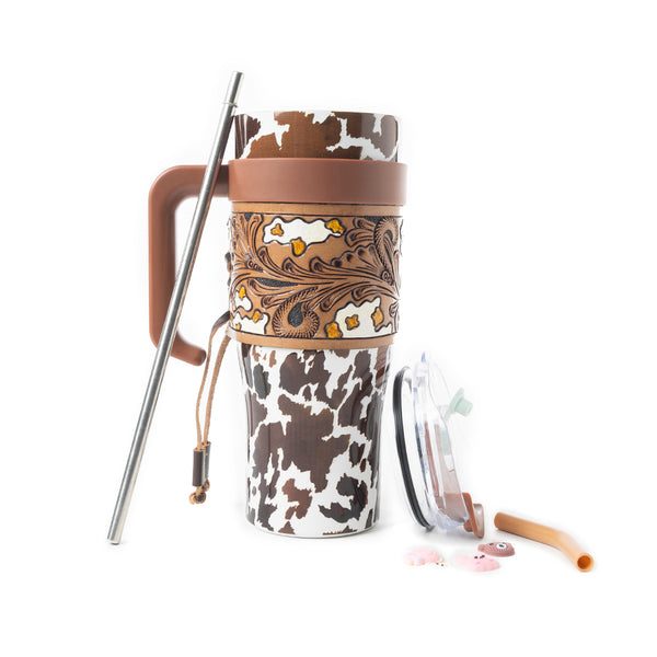 Wide Wyoming Tumbler In Brown and White