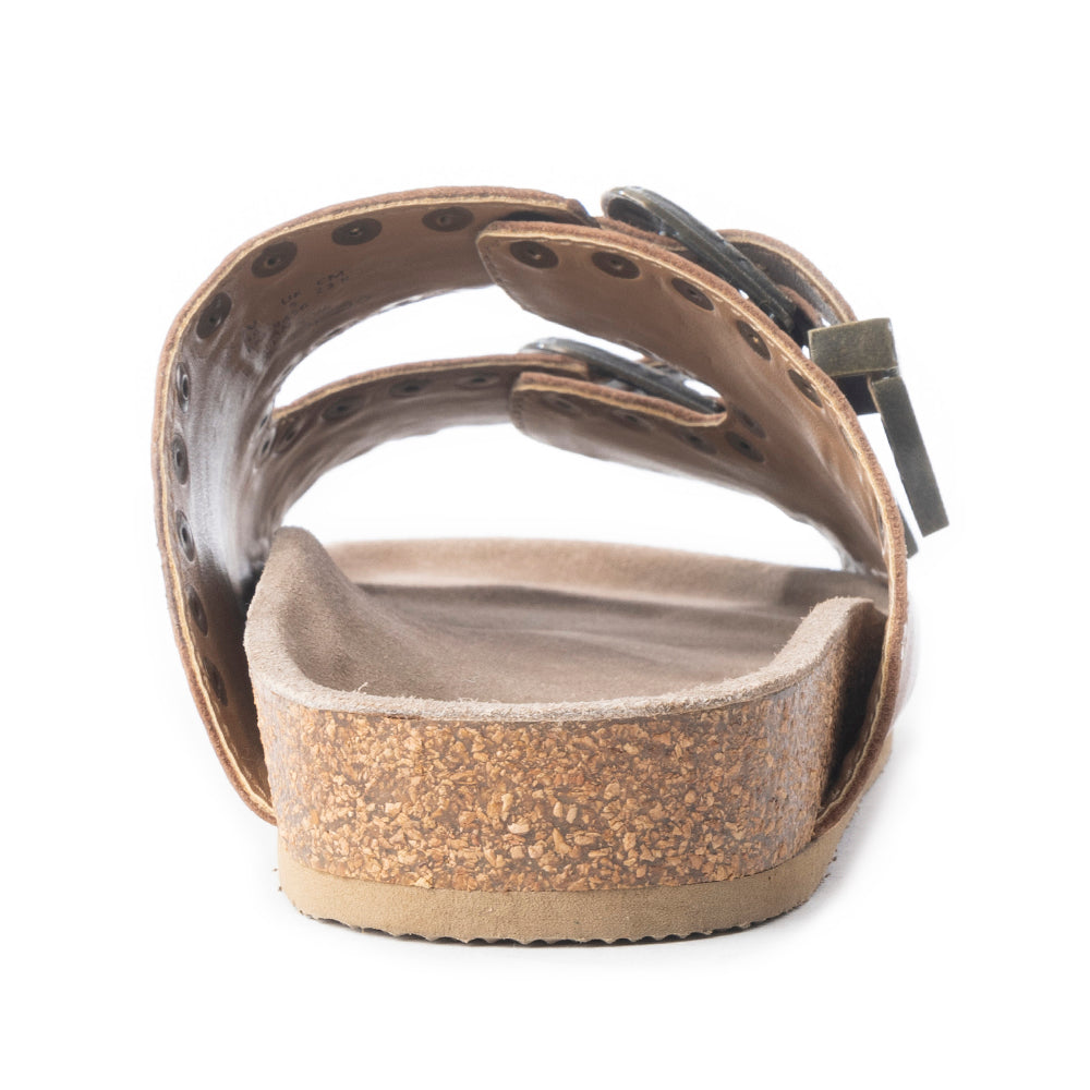 Myra Great Sonora Sunset Studded Leather Sandals for Women – Cork Sole, Antique Brass Dual Buckles for All-Day Comfort - Myra USA