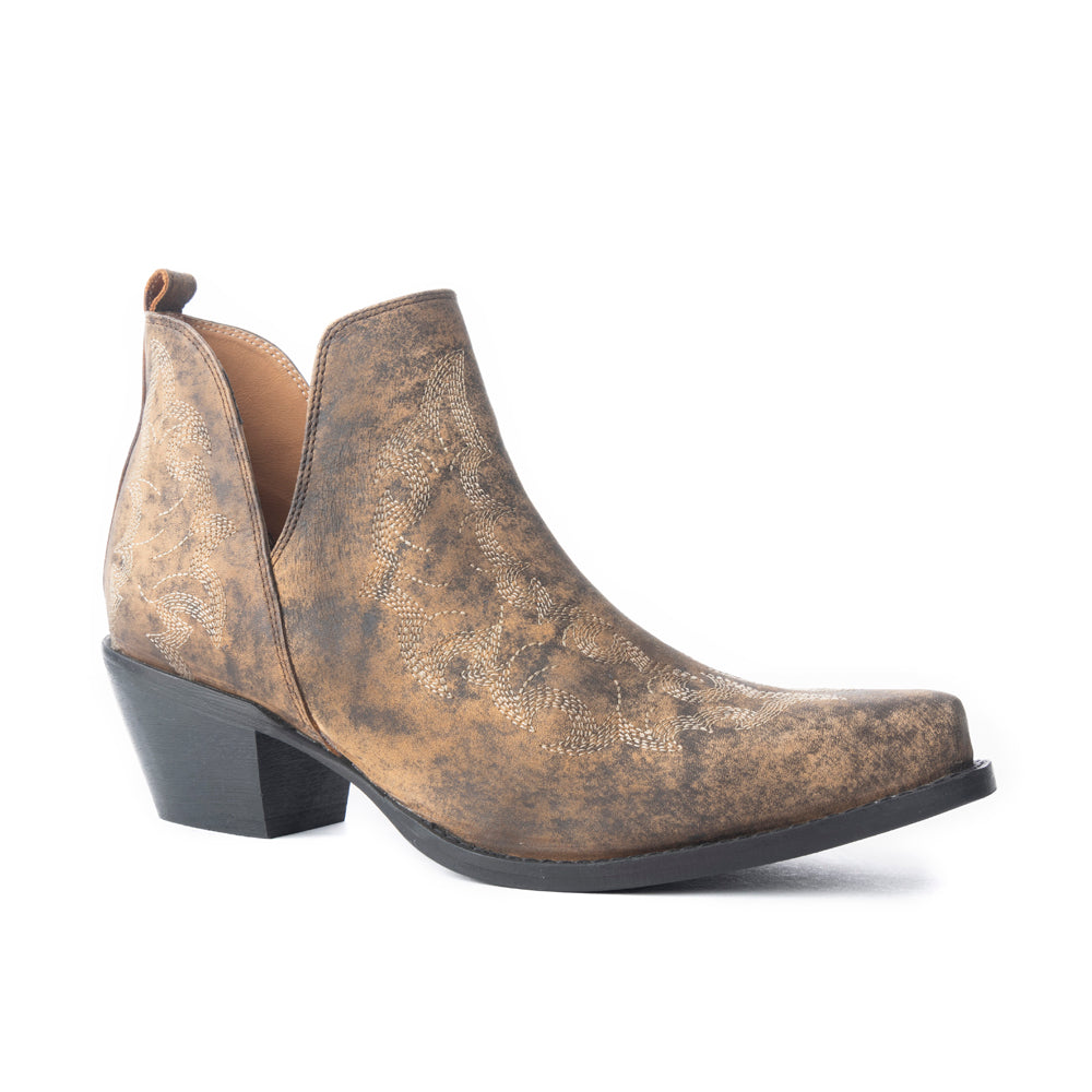 Moonlight on the Mesa Booties In Crackle Brown - Myra USA