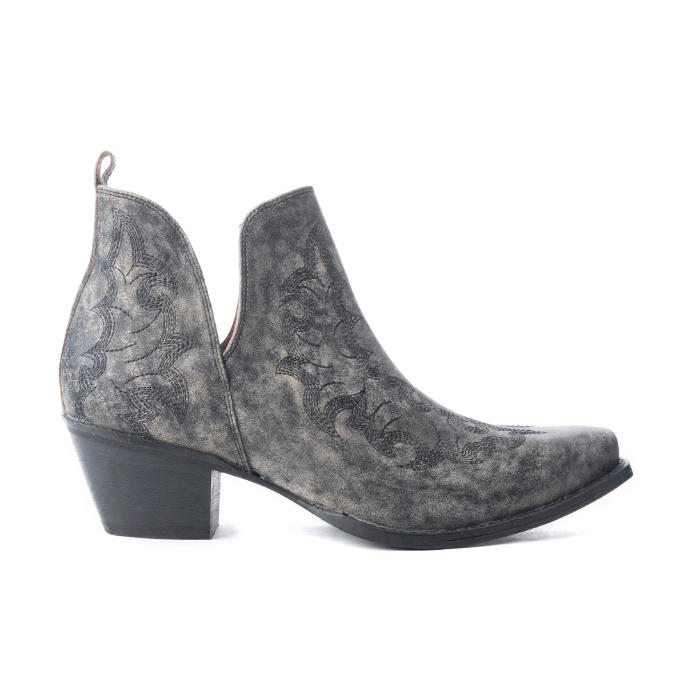 Moonlight on the Mesa Booties In Crackle Black - Myra USA