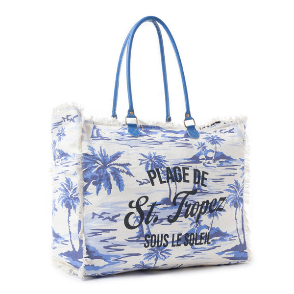 Saint Tropez Weekender Bag In Blue & White - Myra USA