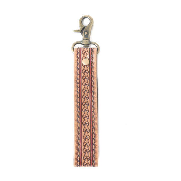 Bronco Loop Leather Key Fob in Brandy Oak - Myra USA