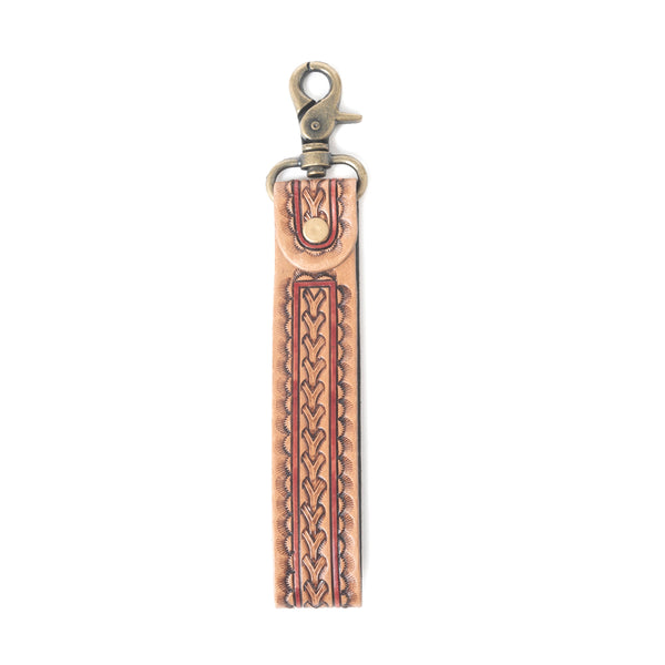 Bronco Loop Leather Key Fob in Brandy Oak - Myra USA