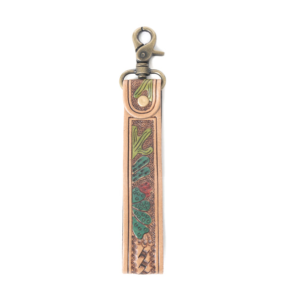 Rustleaf Rider Leather Key Fob in Sage Brown - Myra USA