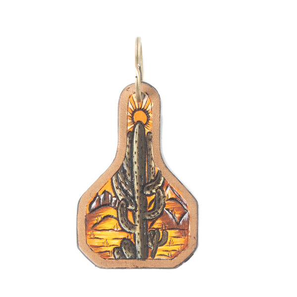 Arizona Blaze Tooled Leather Key Fob in Canyon Brown - Myra USA