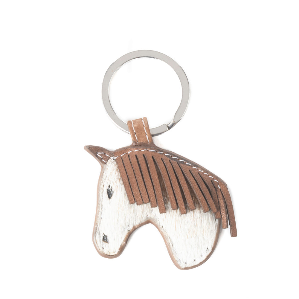 Saddle Up Hairon Key Fob in Snow Ivory