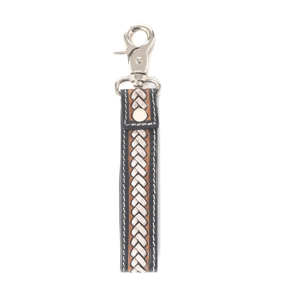 Braided Buckle Hairon Key Fob in Dusty Bronze - Myra USA