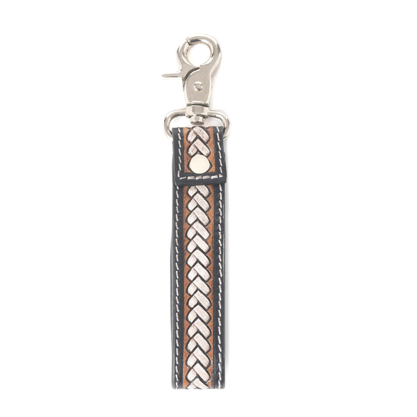Braided Buckle Hairon Key Fob in Dusty Bronze - Myra USA