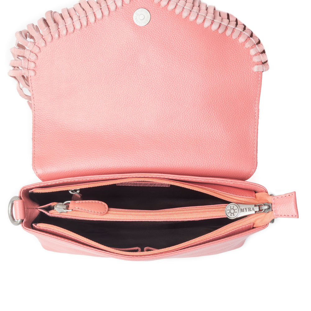 Wild West Fringe Leather Crossbody Bag in Pink