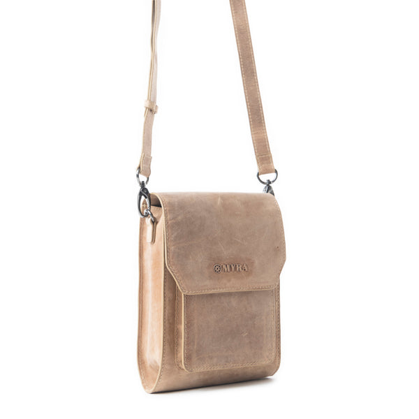 Padrina Trail Leather Bag In Sand - Myra USA