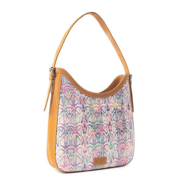 Desert Snow Leopard Leather Bag In Multicolor - Myra USA