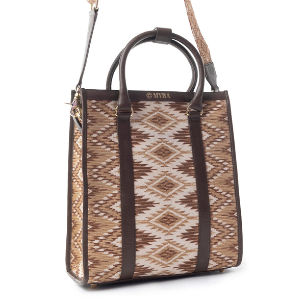 Tribal Legacy Tote Bag In Dark Brown - Myra USA