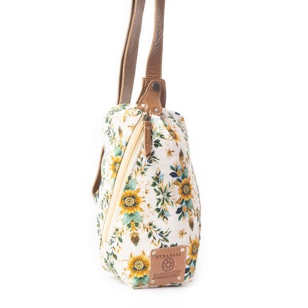 Oasis Blooms Fanny Pack Bag In Brown & White - Myra USA