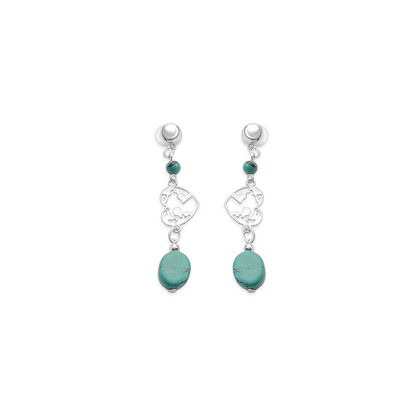 Rugged Heart Earrings In Blue - Myra USA