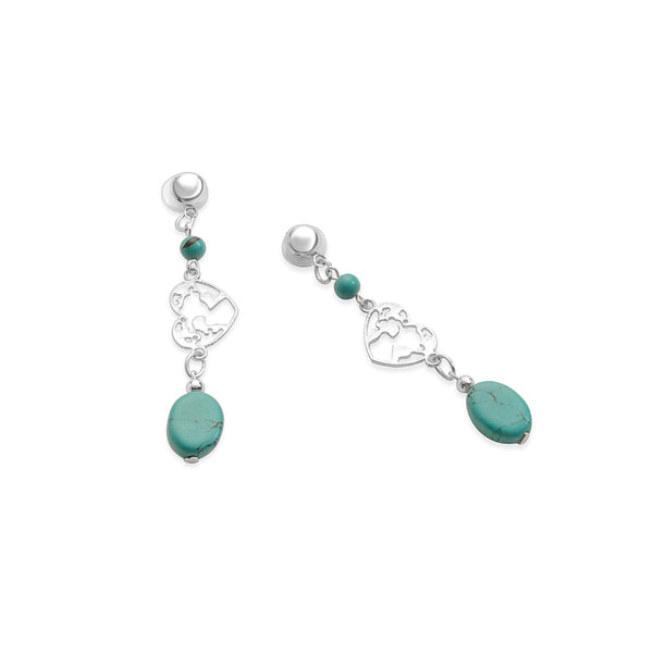 Rugged Heart Earrings In Blue - Myra USA