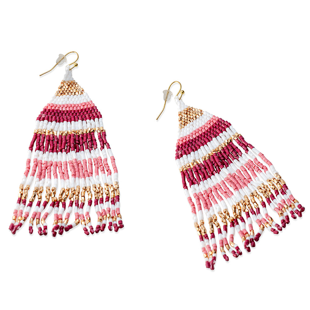Nanna's Skirt Beaded Earrings In Red