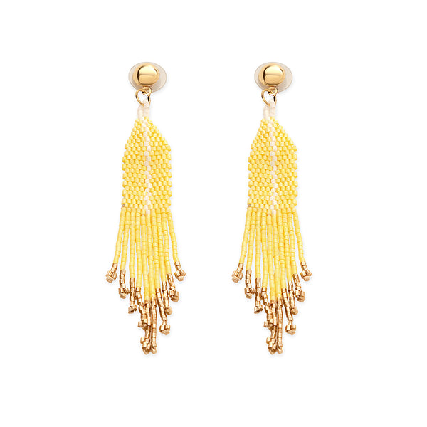 Seaside Dreams Beaded Earrings In Yellow - Myra USA