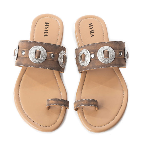 Sagebrush Concho Sandals In Brown - Myra USA