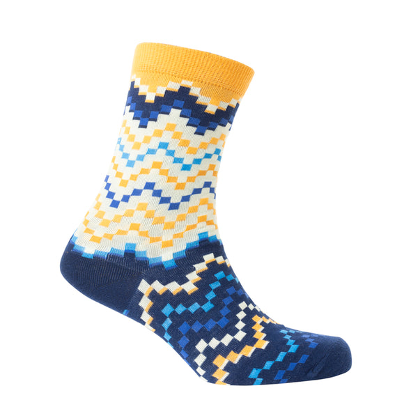Jade Valley Pixie Socks In Blue & Yellow - Myra USA