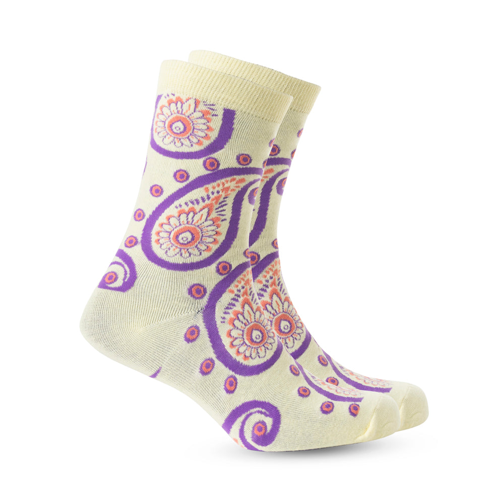 Sunshine Swirl Suzie Socks In Cream - Myra USA
