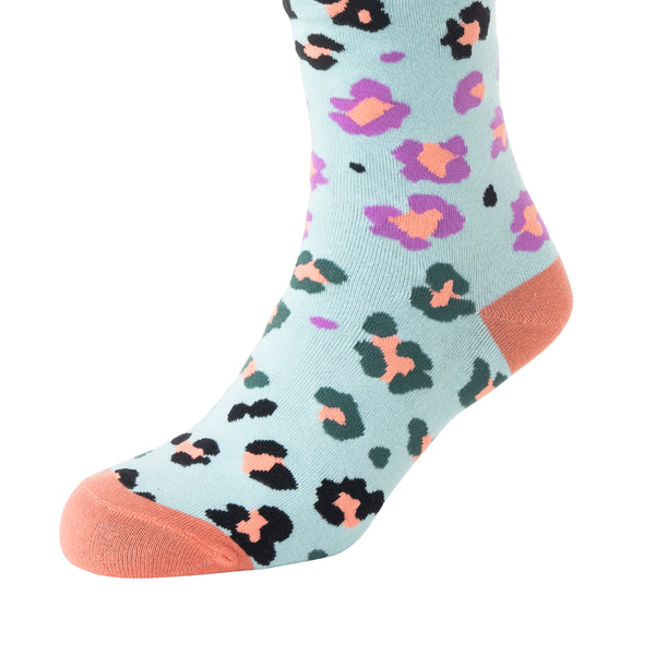 Candy Leopard Lacy Socks In Sky Blue - Myra USA