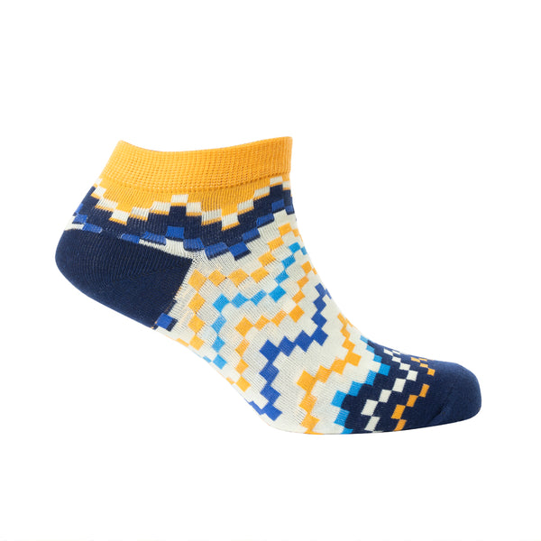 Jade Valley PixieAnkle Socks In Blue & Yellow - Myra USA