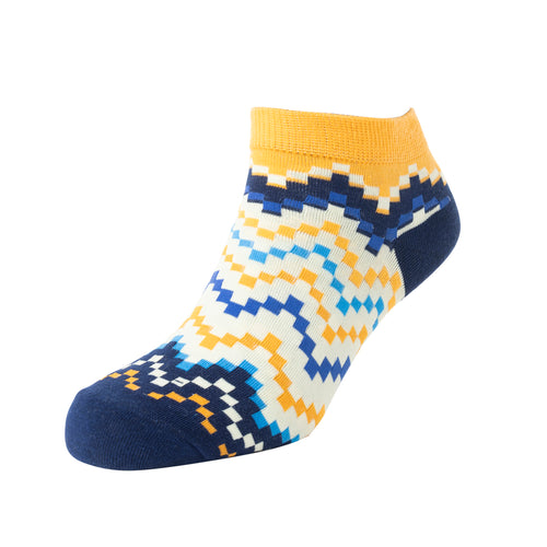 Jade Valley PixieAnkle Socks In Blue & Yellow - Myra USA