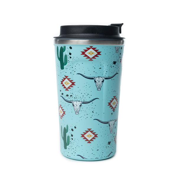 Western Trail Brew Stainless Steel Mug in Cactus Geometry - Myra USA