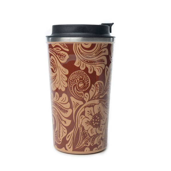 Western Trail Brew Stainless Steel Mug in Brown Baroque - Myra USA