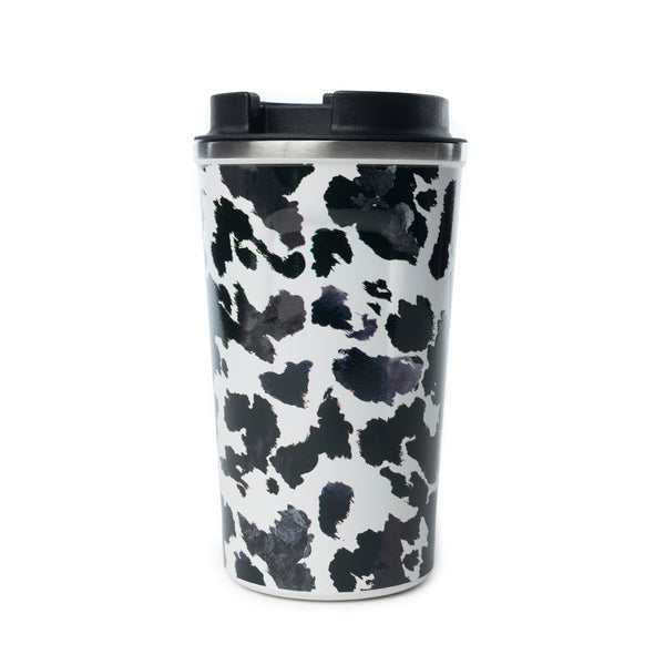 Western Trail Brew Stainless Steel Mug in Black Leopard Print - Myra USA