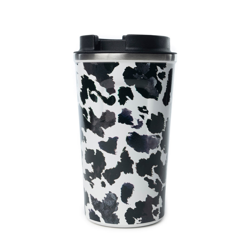 Wrangler's Brew Stainless Steel Mug in Black Leopard Print