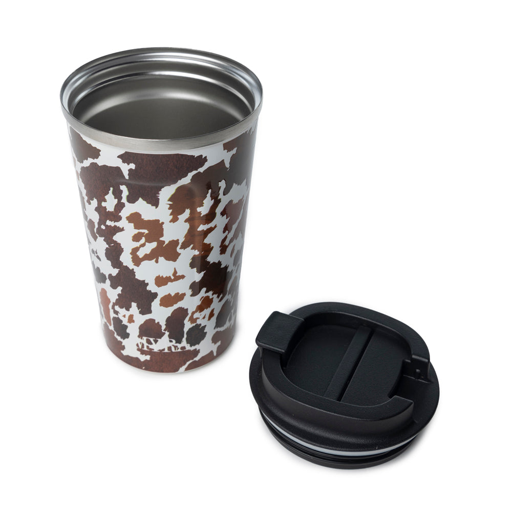 Western Trail Brew Stainless Steel Mug in Brown Leapard Print