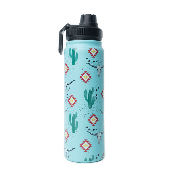 Moo & Bloom Stainless Steel Water Bottle in Cactus Geometry - Myra USA